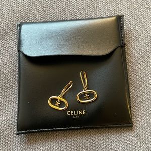 Celine Drop Earrings - Maillon Tromphe - in Gold Finish - NWT with pouch and box